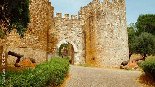 Castle of Vila Vicosa, Portugal, an emblem of medieval defense, towering over the town with time-tested grandeur and historic resonance photo