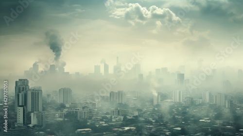 cityscape with a thick layer of smog generative ai © ThisDesign