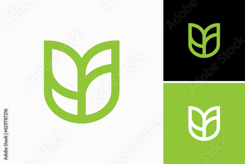 u shape plant premium logo vector template photo