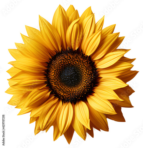 sunflower 3d realistic on transparent background cutout, PNG file.
