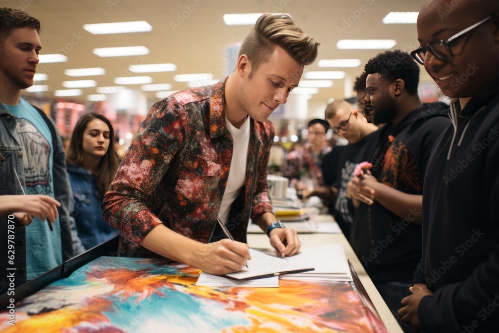 Fototapeta premium Music Artist Autograph Signing Event, Generative AI