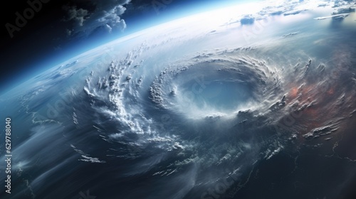 swirling hurricane viewed from space generative ai