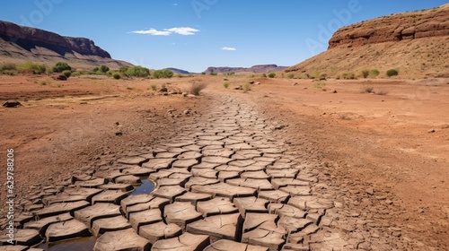 dried-up riverbed, symbolizing the impact of prolonged drought generative ai