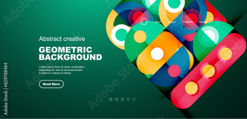 Simple circles and round elements pattern. Minimalist design geometric landing page. Creative concept for business, technology, science or print design