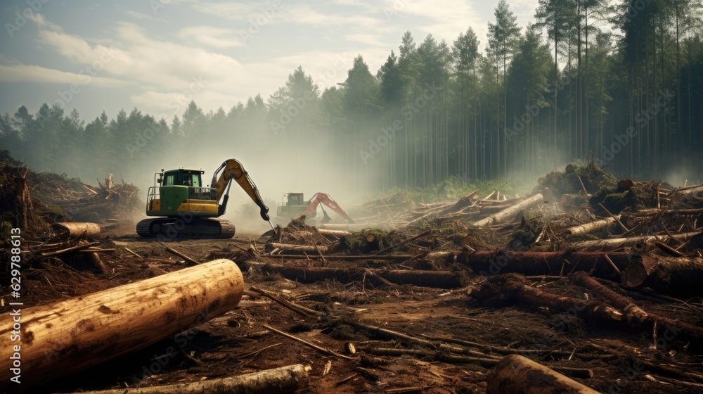 forest being cleared for agriculture, symbolizing deforestation and ...