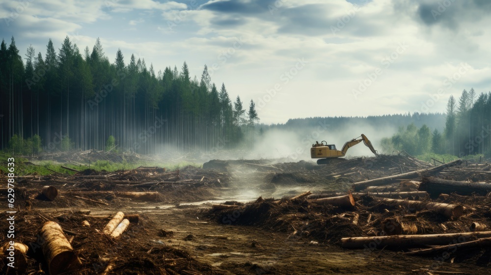 forest being cleared for agriculture, symbolizing deforestation and habitat loss generative ai forest being cleared for agriculture, symbolizing deforestation and habitat loss generative ai