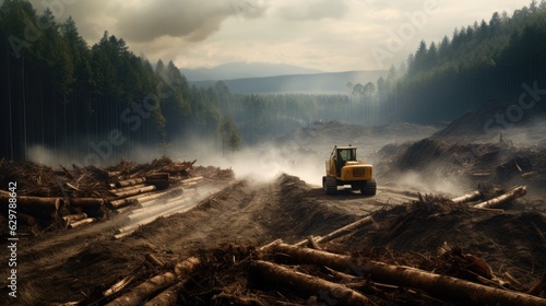 forest being cleared for agriculture, symbolizing deforestation and habitat loss generative ai photo