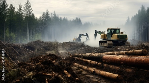 forest being cleared for agriculture  symbolizing deforestation and habitat loss generative ai