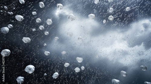 hailstorm, with large hailstones visible against a dark sky, illustrating extreme weather condition generative ai photo