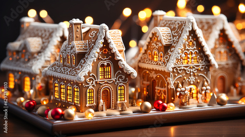 A Christmas gingerbread house. AI generativ.