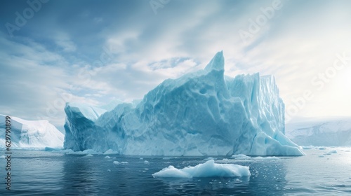 massive iceberg breaking off from a glacier, representing the effects of climate change generative ai © ThisDesign