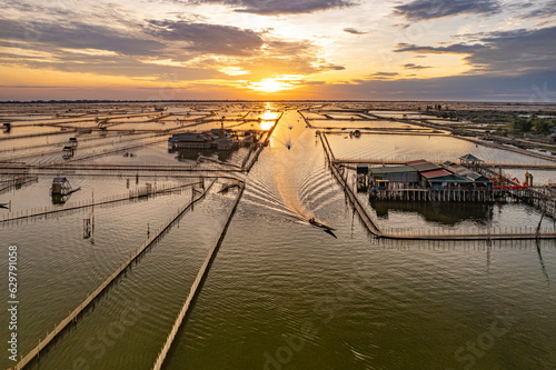 Sunrise in the Tam Giang lagoon, Hue city, Thua Thien Hue province, Vietnam. photo