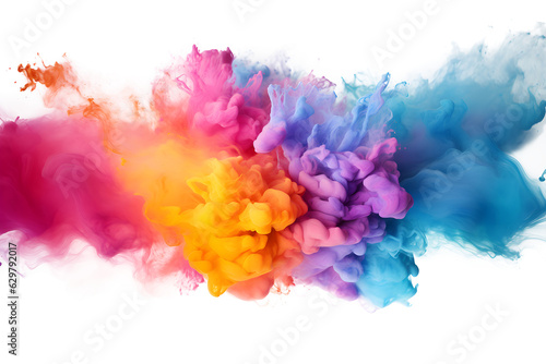 abstract colorful watercolor background with Splash of paint element for design, isolated on white and transparent background, ai generate