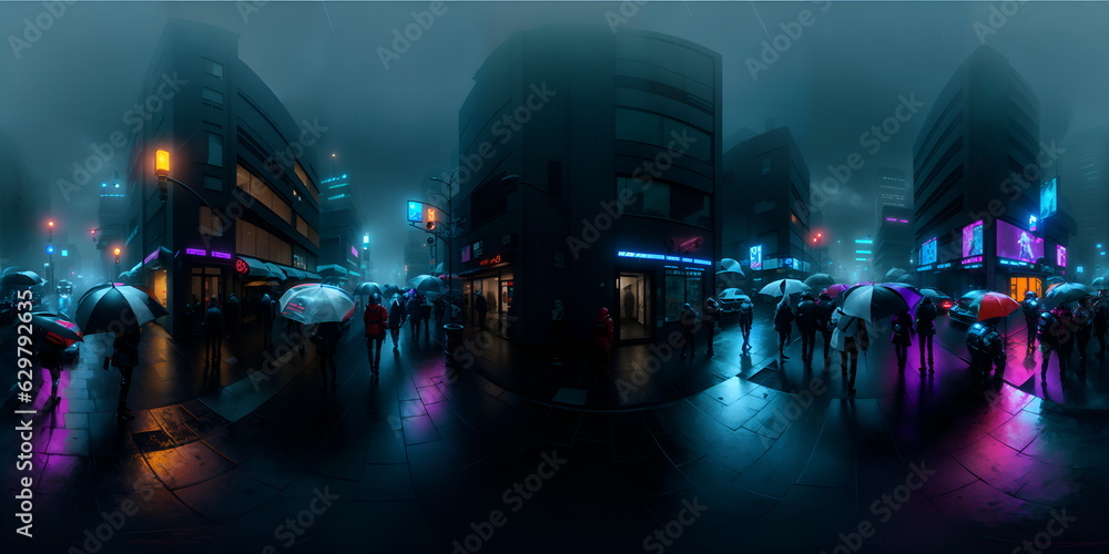Cyberpunk Night City Tron Future 360 Panorama HDRI