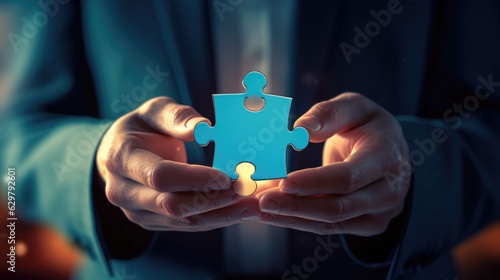 person holding a puzzle piece, representing problem-solving and critical thinking generative ai