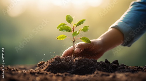 person planting a tree, representing growth, investment, and sustainability generative ai