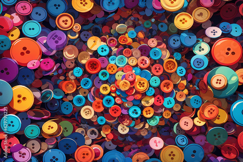 Kaleidoscope of Buttons: A Vivid and Playful Colorful Pattern