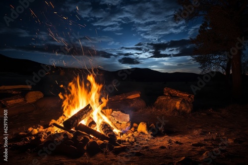 Campfire Under The Starry Night, Generative AI
