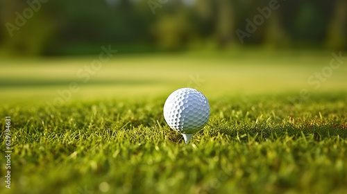 A Golf Ball Rests on the Beautiful Greens of the Golf Course. Generative AI