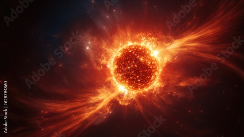 solar flare  illustrating the power and unpredictability of space weather. generative ai