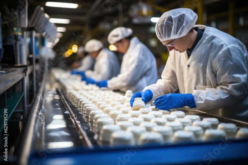 Wallpaper Mural Food packing factory workers are working. Torontodigital.ca