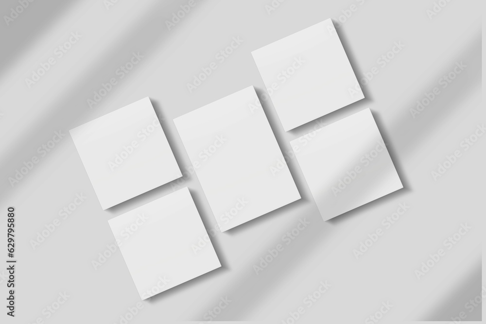 Blank paper for mockup with shadow overlay. 3D Render. Blank paper for mockup with shadow overlay. 3D Render.