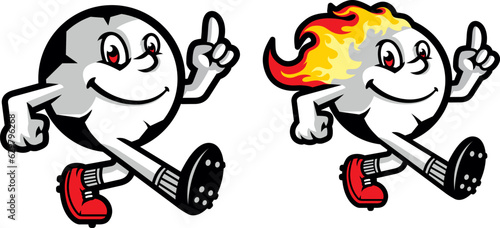Fun and Happy Soccer Football Flame Cartoon Mascot