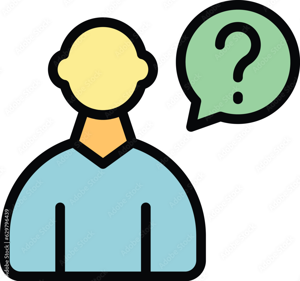 Student question icon outline vector. Study education. University building color flat Student question icon outline vector. Study education. University building color flat