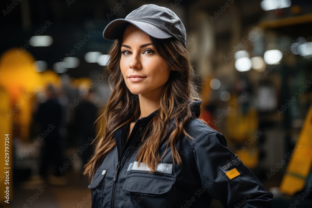factory workers Working at an industrial factory, back view, with a working machine factory workers Working at an industrial factory, back view, with a working machine