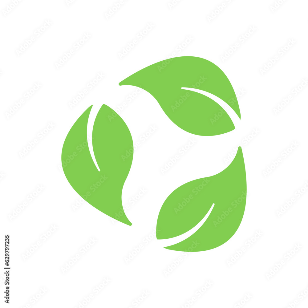 circular green leaf symbol on white background
