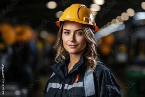 factory workers Working at an industrial factory, back view, with a working machine