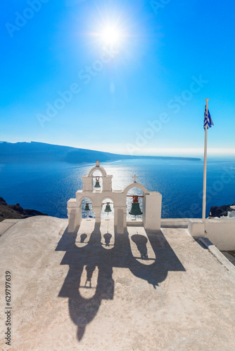 Santorini, Greece. Minimalistic composition traditional architecture of Santorini island.
