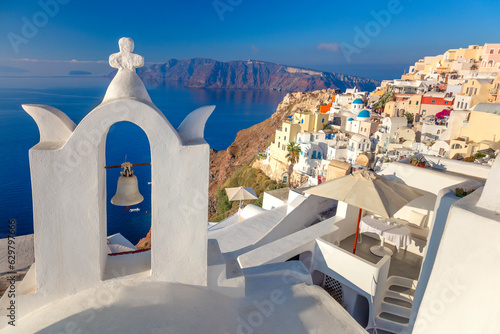 Santorini, Greece. Traditional white architecture of Santorini island. Santorini, Oya. Holidays in Greece,