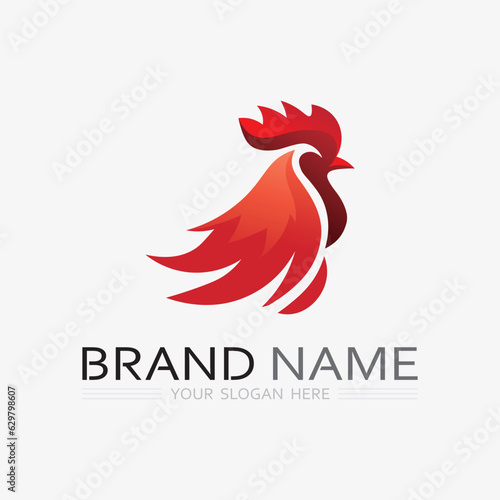chicken logo rooster and hen logo for poultry farming animal logo vector illustration design