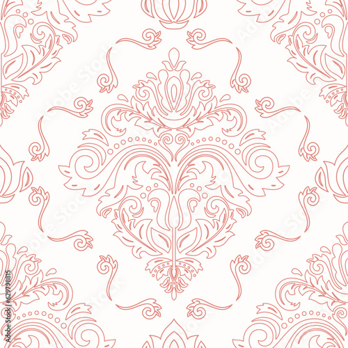 Classic pink seamless vector pattern. Damask orient ornament. Classic vintage background. Orient pattern for fabric  wallpapers and packaging