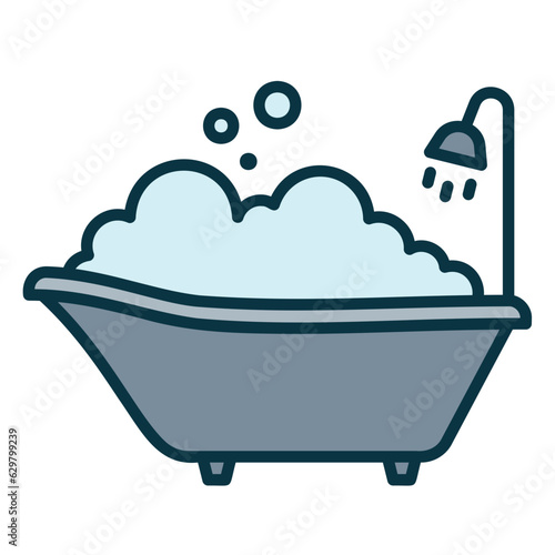 Bathtub icon full of foam