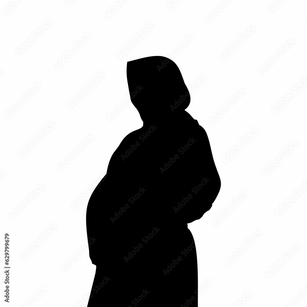 silhouette of pregnant woman on white background