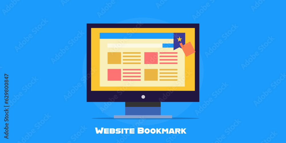 Online audience bookmarking favourite page from desktop pc, social bookmarking, saving web page on collection. Vector illustration web banner template. Online audience bookmarking favourite page from desktop pc, social bookmarking, saving web page on collection. Vector illustration web banner template.