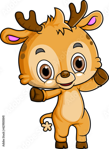 Cartoon funny deer isolated on white background