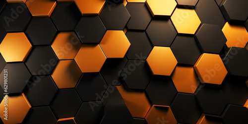 abstract background with hexagons, Luxury hexagonal abstract black metal background, Hexagonal abstract background created with generative ai technology