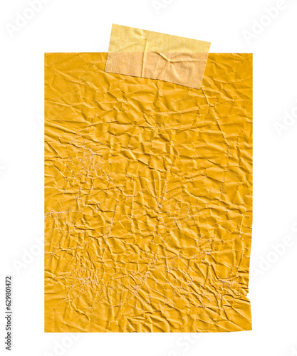 glued yellow note paper with tape isolated