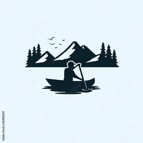 Fototapete Canoe Paddle Adventure Logo