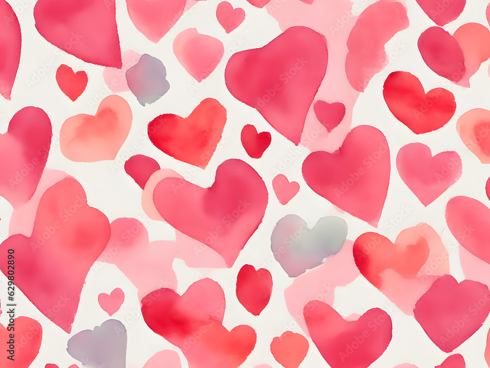 pattern with hearts watercolor pattern with hearts watercolor