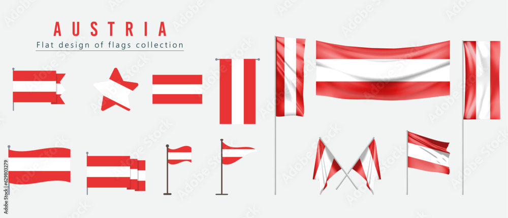 Obraz premium AUSTRIA flag, flat design of flags collection