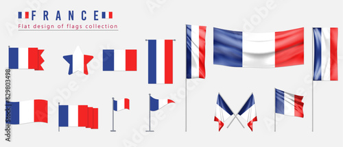 France flag, flat design of flags collection