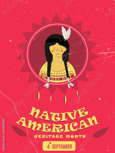 Celebrate Native American Day on September 4th with this background concept.  Festivities poster vector illustration design.