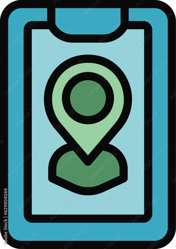Smartphone parcel tracking icon outline vector. Delivery service. Service map color flat Smartphone parcel tracking icon outline vector. Delivery service. Service map color flat