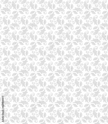 Floral vector ornament. Seamless abstract classic background with flowers. Pattern with repeating light leaves. Ornament for wallpaper and packaging
