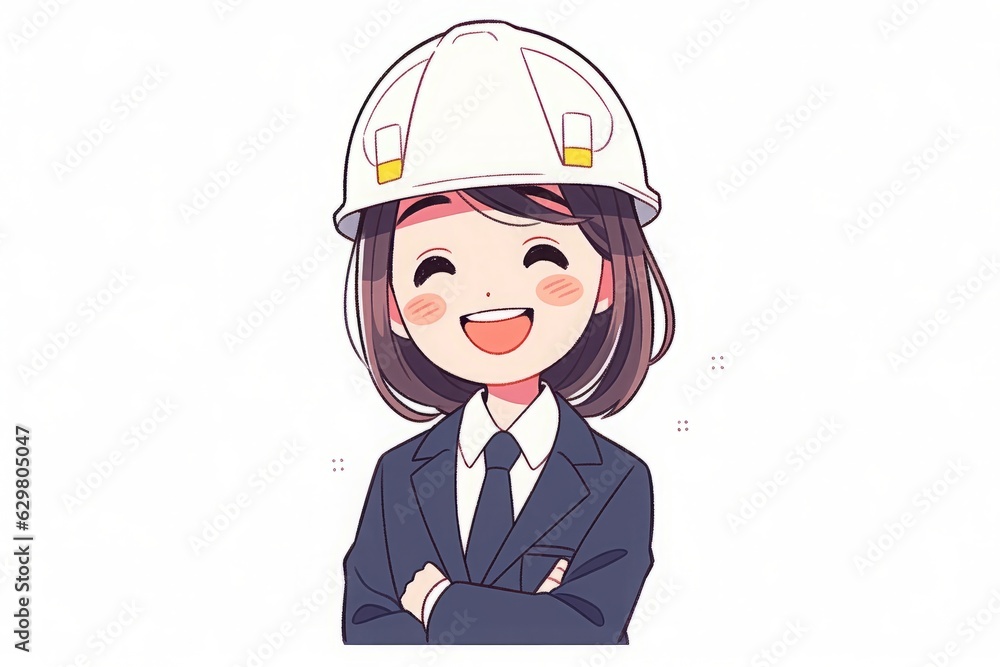 ヘルメットを被った女性,Generative AI AI画像