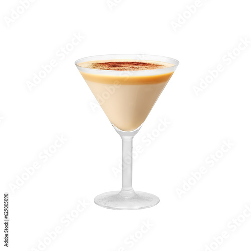 Classic Alexander Cocktail on Transparent Background: High-Resolution Photography Served in a Martini Glass - Generative AI